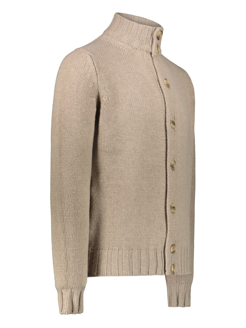 Men's wool sweater with high collar