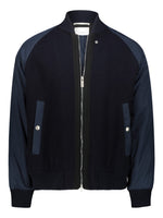 Men's bomber jacket with long sleeves in wool mix