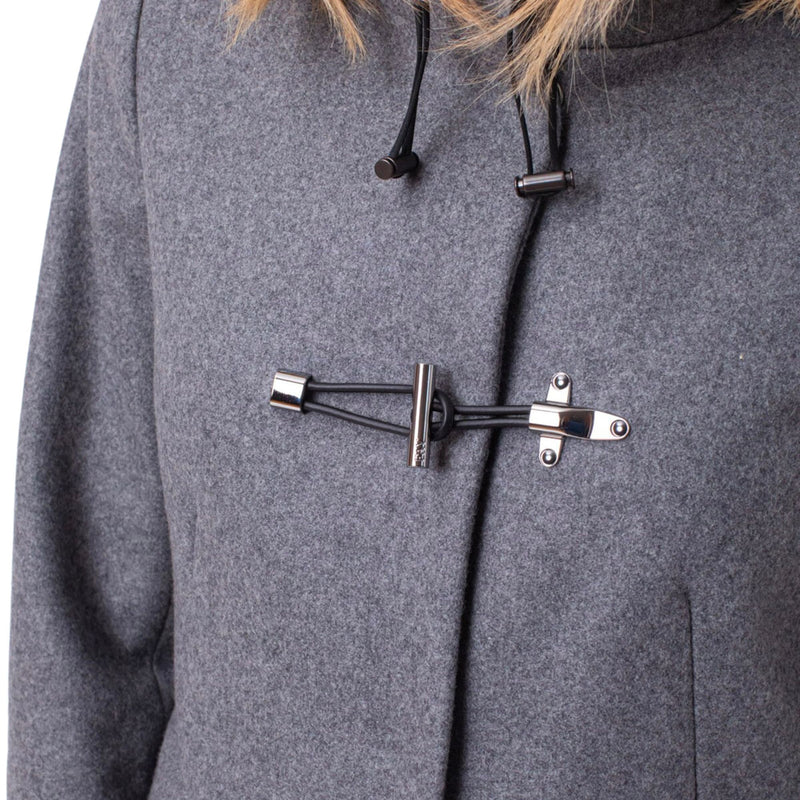 immagine cappotto donna grigio frontale dettagli 