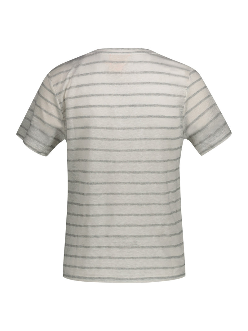Women's V-neck T-shirt in linen blend