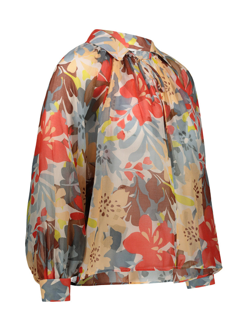 Blusa Donna Attic and Barn in misto seta con stampa, multicolore- Visione laterale