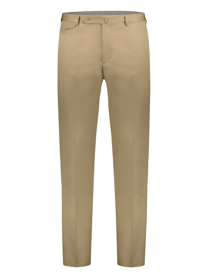 Pantaloni Uomo Tagliatore con tasche a filo, color beige- Visione frontale