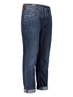 Jeans Uomo Tela Genova 5 tasche con cimosa, color blu- Visione laterale