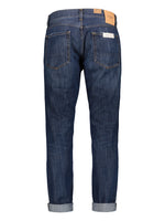 Jeans Uomo Tela Genova 5 tasche con cimosa, color blu- Visione posteriore