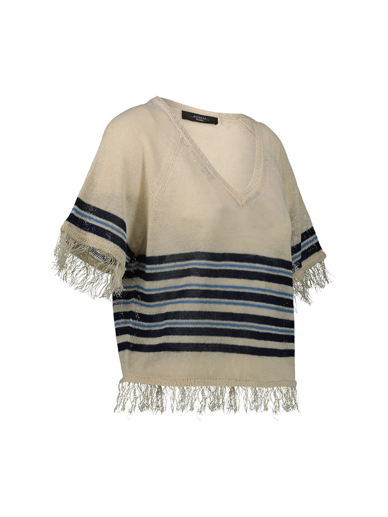Women's sweater with fringed edges