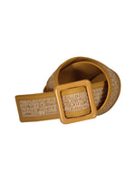 Women's belt with raffia effect on the front